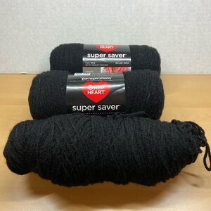 Red Heart Super Saver Yarn - Black - Acrylic Craft Skeins